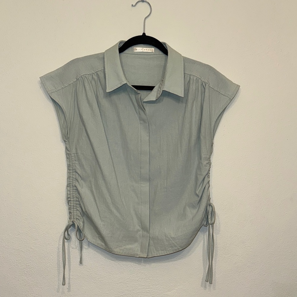 Elle Grey  Button-Up Women Top Mint